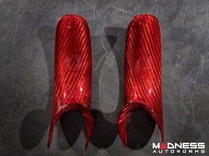 FIAT 500 Steering Wheel Trim - Lateral Side Trim Set - Carbon Fiber - Red Candy